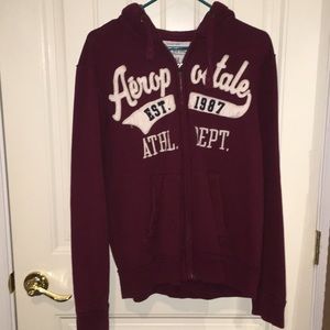 Aéropostale Red Medium Sweater Jacket With Hoodie